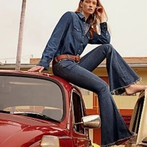 Free People Blue Flare & Wide Leg Jeans